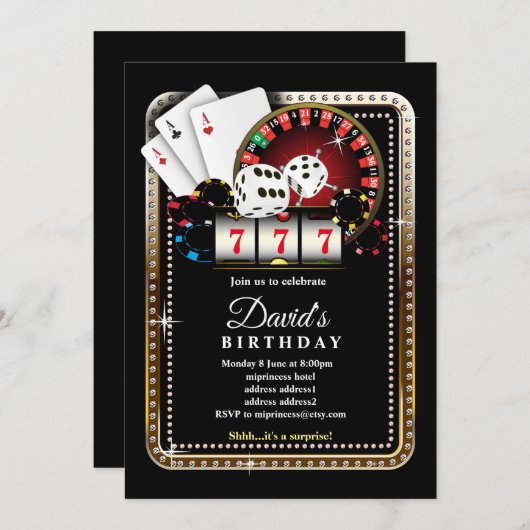 Poker Playing Card, invitation de la fête de casin (Devant / Derrière)