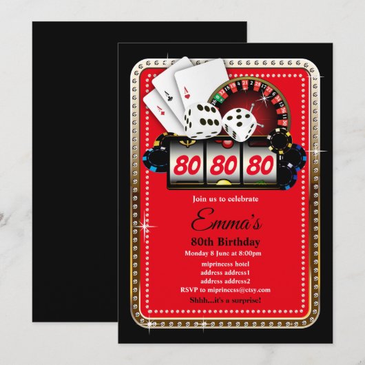 Poker Playing Card, invitation de la fête de casin (Devant / Derrière)