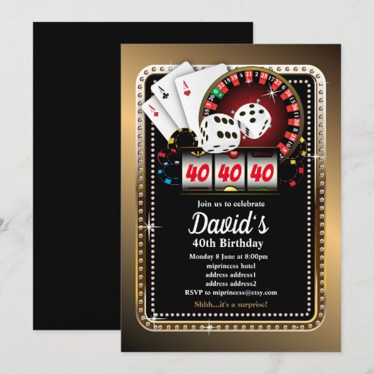 Poker Playing Card, invitation de la fête de casin (Devant / Derrière)