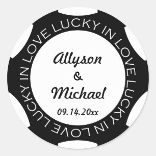 Poker puce chanceux mariage d'amour étiquette noir