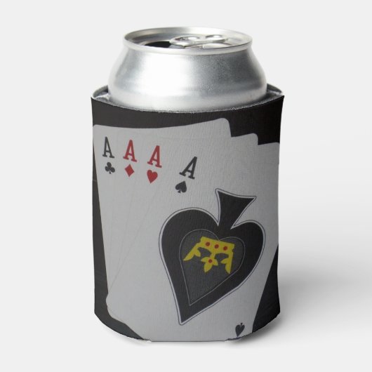Poker, Quad Aces Stubby kan Holder. Blikjeskoeler (Blikje Voorkant)