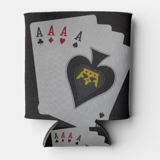 Poker, Quad Aces Stubby kan Holder. Blikjeskoeler (Voorkant)