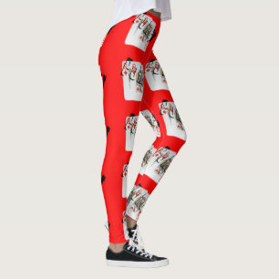 Poker Queens Logo, Leggings van het Rode Patroon v