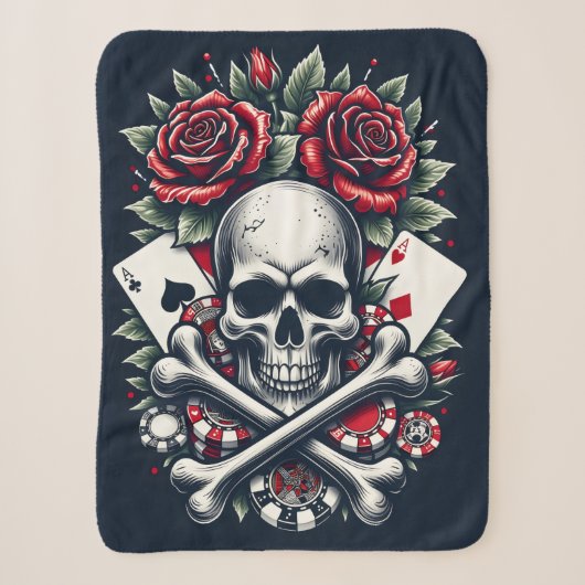 Poker Schedel Dekbed Sherpa Deken (Voorkant)
