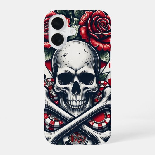 Poker Schedel Hoesje iPhone 16 Hoesje (Achterkant)