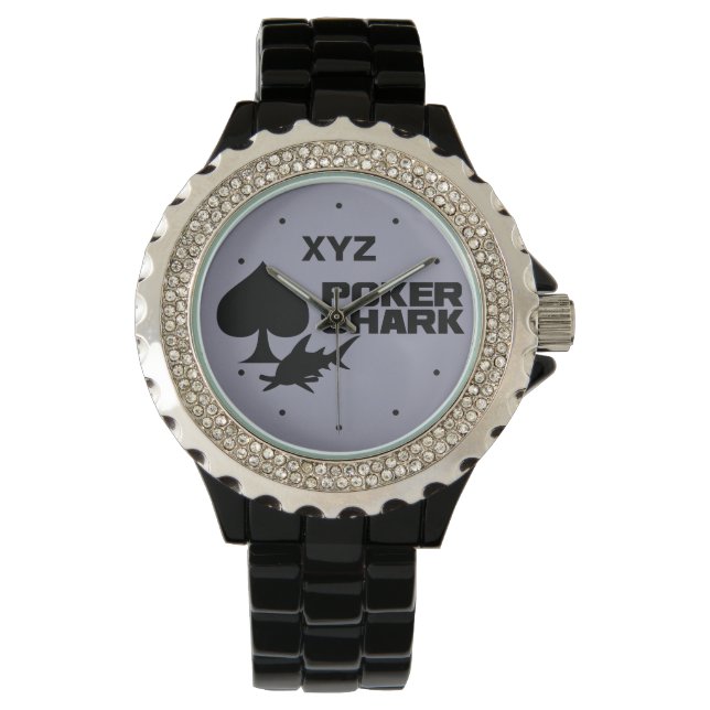 POKER SHARK aangepaste initialen horloges (Voorkant)