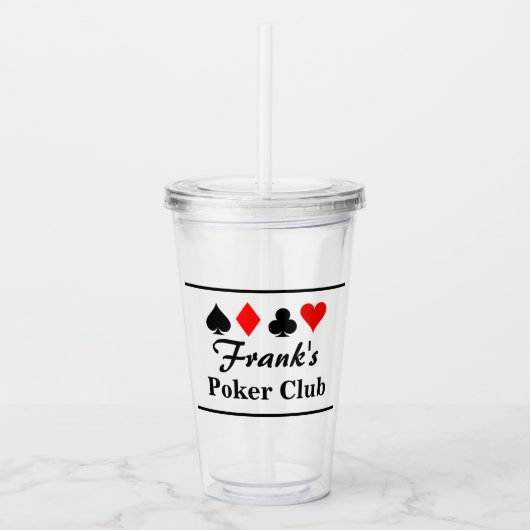 Poker speelkaartsymbolen aangepaste tumbler glas (Voorkant)