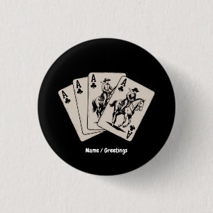 Poker spelende kaart western country meisje trendy ronde button 3,2 cm