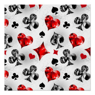 Poker Speler Gambler Spelen Kaart Suits Las Vegas Perfect Poster