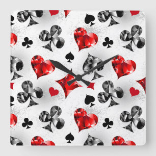 Poker Speler Gambler Spelen Kaart Suits Las Vegas Vierkante Klok