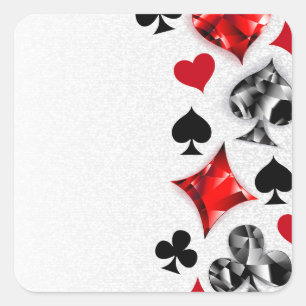 Poker Speler Gambler Spelen Kaart Suits Las Vegas Vierkante Sticker