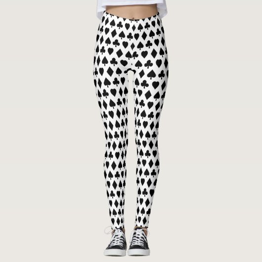 Poker Suits Pattern CUSTOM ACHTERGROUND COLOR Leggings (Voorkant)