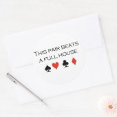Poker T-shirts: "Dit paar klopt een vol huis" Ronde Sticker (Envelop)