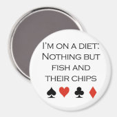 Poker T-shirts: "Niets dan vis en chips" Magneet (Voorkant / Achterkant)