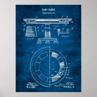 Poker Table Brevet Design Décor Poster n° 1