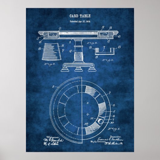 Poker Table Patent Design Decor Poster nr. 1 (Voorkant)
