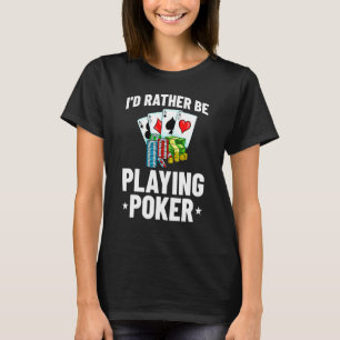 Poker Texas houdt alles vast in speler T-shirt
