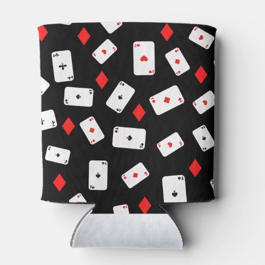 Poker Th-speelkaarten en Red Diamond Pattern Blikjeskoeler (Achterkant)