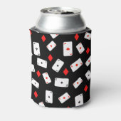 Poker Th-speelkaarten en Red Diamond Pattern Blikjeskoeler (Blikje Achterkant)