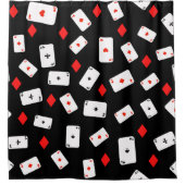 Poker Th-speelkaarten en Red Diamond Pattern Douchegordijn (Voorkant)