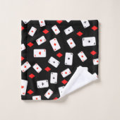 Poker Theme Speekkaarten & Red Diamonds Bad Handdoek (Wasdoekje)