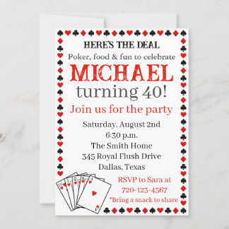 Poker Verjaardag Uitnodiging, Uitnodiging voor vol