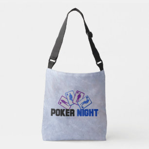 Pokeravond met speelkaarten op marmeren textuur crossbody tas
