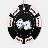 POKERCHIP MET DICE-ORNAMENT KERAMISCH ORNAMENT (Links)
