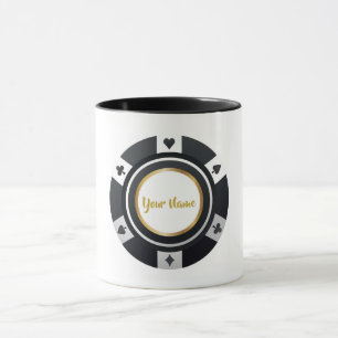  pokerchip zwart wit goud mok