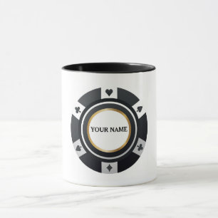 pokerchip zwart wit mok
