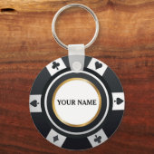  pokerchip zwarte witte sleutelhanger (Achterkant)