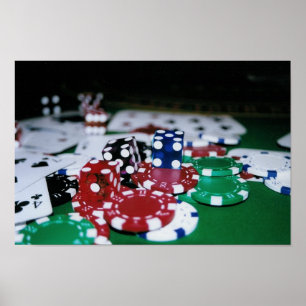 Pokerchips, -Kaarten en -ijs Poster