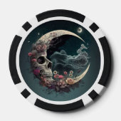 Pokerchips met schedel in de maan en Rozen (Achterkant)