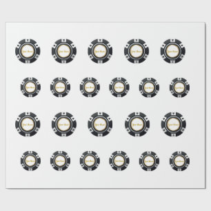 pokerchips zwart wit goudpatroon cadeaupapier