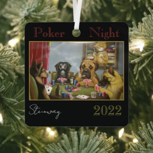 Pokerende Honden Metalen Ornament