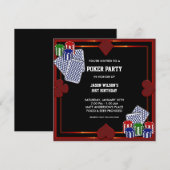 Pokerfeest Verjaardagsfeest Uitnodiging (Voorkant / Achterkant)