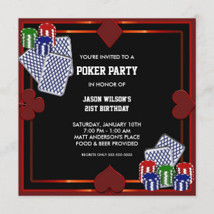 Pokerfeest Verjaardagsfeest Uitnodiging