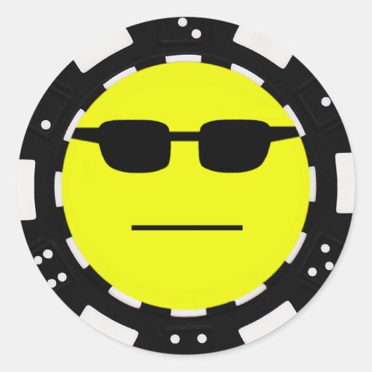 pokergezicht ronde sticker (Voorkant)