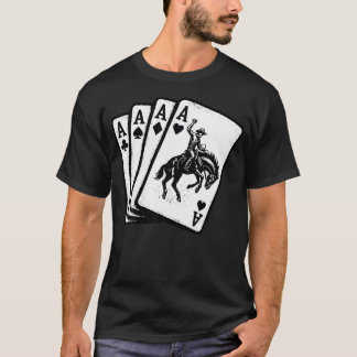 Pokerhand 4 Azen Bronco Riding Cowboy Rodeo T-shirt