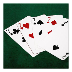 Pokerhanden - vier van een soort - zeven en twee foto afdruk