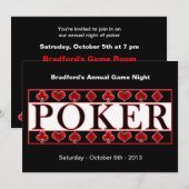 POKERINVITATIE - GAME NACHT KAART (Voorkant / Achterkant)