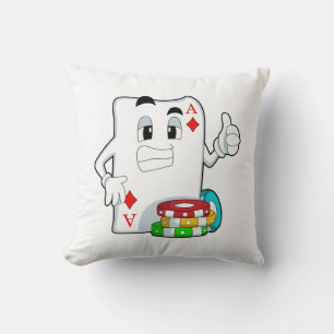 Pokerkaart met pokerchips kussen