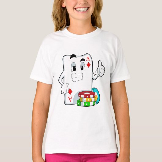 Pokerkaart met pokerchips t-shirt (Voorkant)