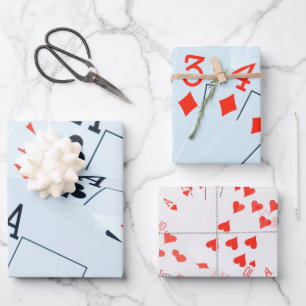 Pokerkaarten, papierset met cadeaupapier