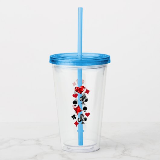 Pokerspeler Gokker Speelkaart Kleuren Las Vegas Acryl Drinkbeker (Voorkant)