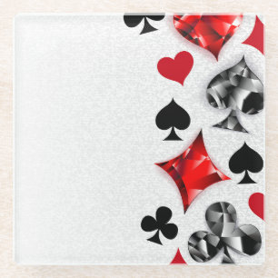 Pokerspeler Gokker Speelkaart Kleuren Las Vegas Glazen Onderzetter