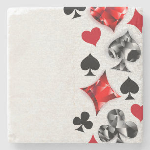 Pokerspeler Gokker Speelkaart Kleuren Las Vegas Stenen Onderzetter