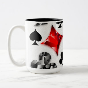 Pokerspeler Gokker Speelkaart Kleuren Las Vegas Tweekleurige Koffiemok