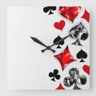 Pokerspeler Gokker Speelkaart Kleuren Las Vegas Vierkante Klok