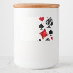 Pokerspeler Gokker Speelkaart Kleuren Las Vegas Voedselcontainer Etiket